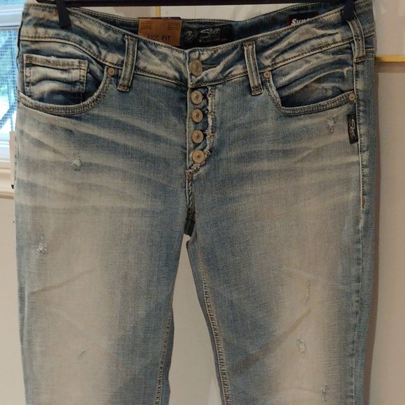 Silver Jeans Other - Silver jeans co Aiko mid flare W32 / L32 blue distressed jeans